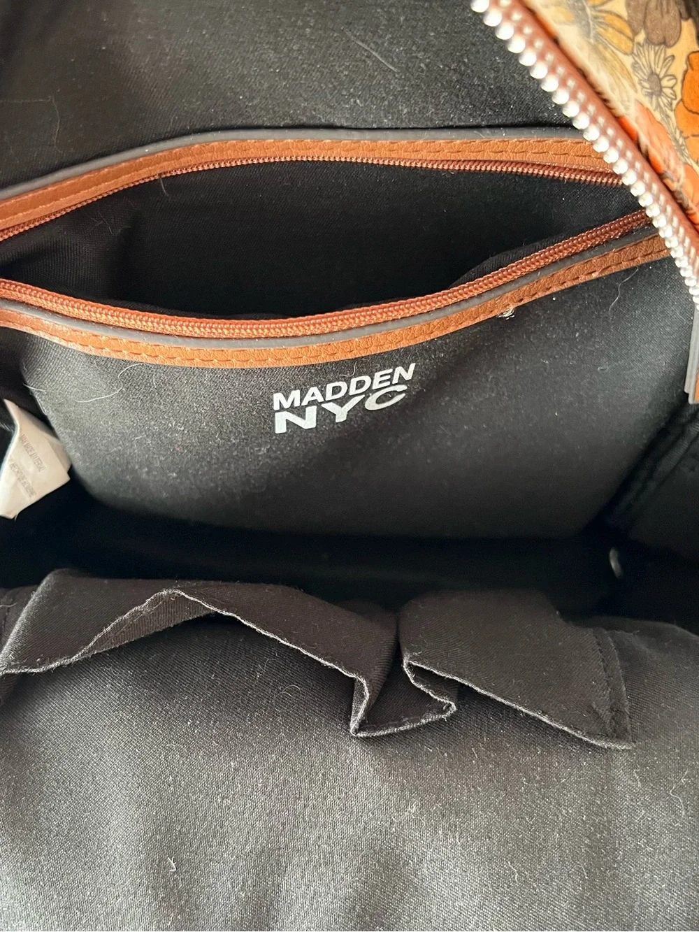 Madden NYC Mini Backpack in Orange/Green/Brown Retro Flower Power 70s Style